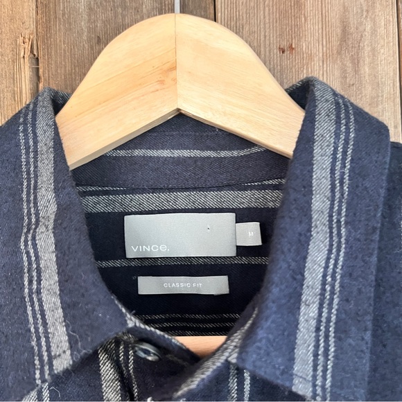 Vince Slim Fit Striped Flannel Button Down Shirt - Picture 3 of 7